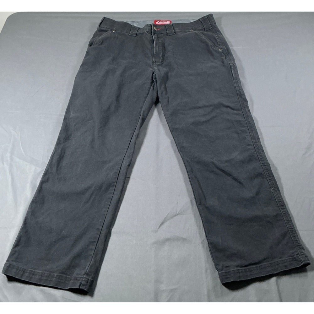 Coleman Mens Canvas Work Pants Charcoal Gray Utility Carpenter Trousers 34x30